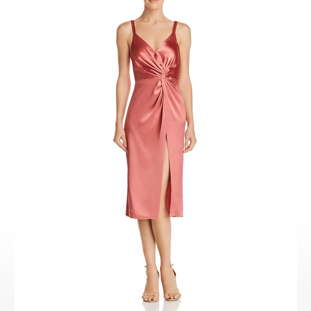 NWT Jill Jill Stuart Satin Twist-Front Dress Rosewood size 4